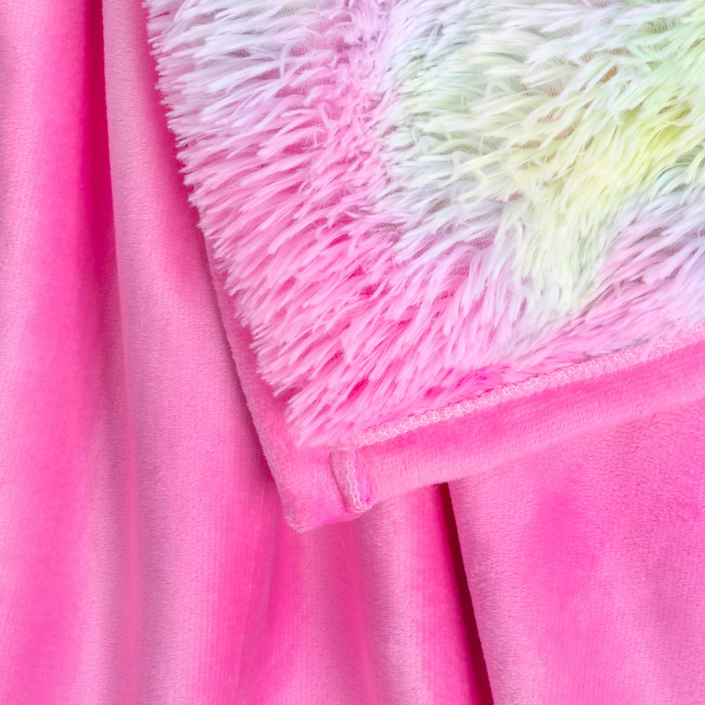 1 Piece Shaggy Blanket Plush Faux Fur Blanket For Bed Sofa Ultra Soft Luxury Sherpa Blanket Rainbow Colorful  Blanket
