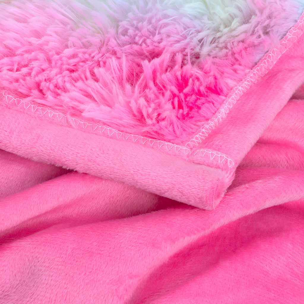 1 Piece Shaggy Blanket Plush Faux Fur Blanket For Bed Sofa Ultra Soft Luxury Sherpa Blanket Rainbow Colorful  Blanket