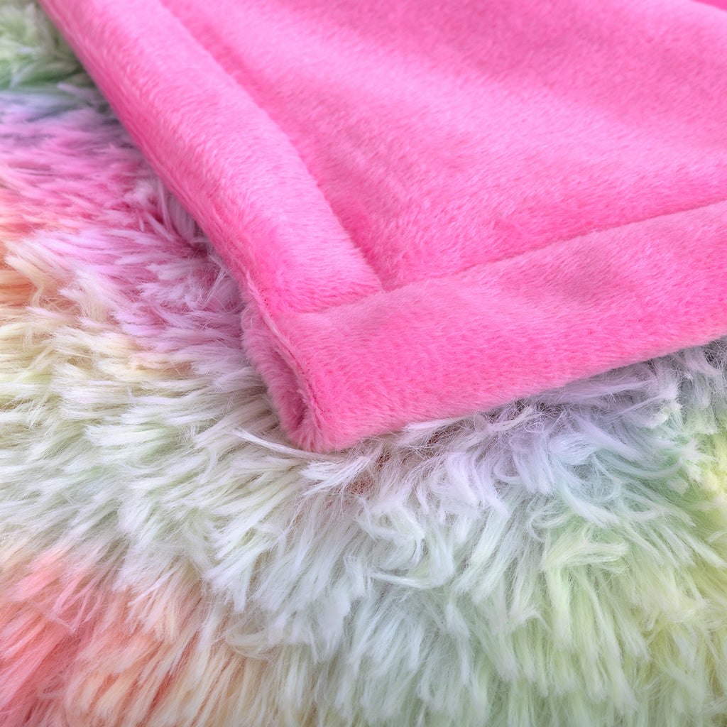 1 Piece Shaggy Blanket Plush Faux Fur Blanket For Bed Sofa Ultra Soft Luxury Sherpa Blanket Rainbow Colorful  Blanket