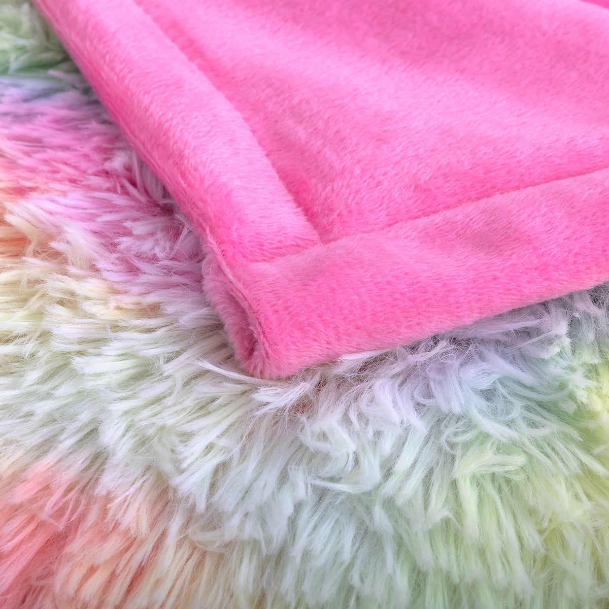 1 Piece Shaggy Blanket Plush Faux Fur Blanket For Bed Sofa Ultra Soft Luxury Sherpa Blanket Rainbow Colorful  Blanket